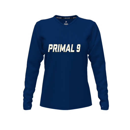 [CUS-DFW-TEES-CMF-VNK-LSL-NVY-FYXS-LOGO3] Comfort T-Shirt (Female Youth XS, Navy, V Neck, Logo 3, Long Sleeve)