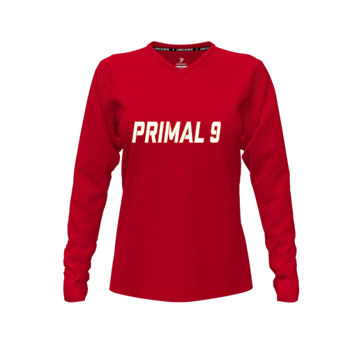 [CUS-DFW-TEES-CMF-VNK-LSL-RED-FYXS-LOGO3] Comfort T-Shirt (Female Youth XS, Red, V Neck, Logo 3, Long Sleeve)