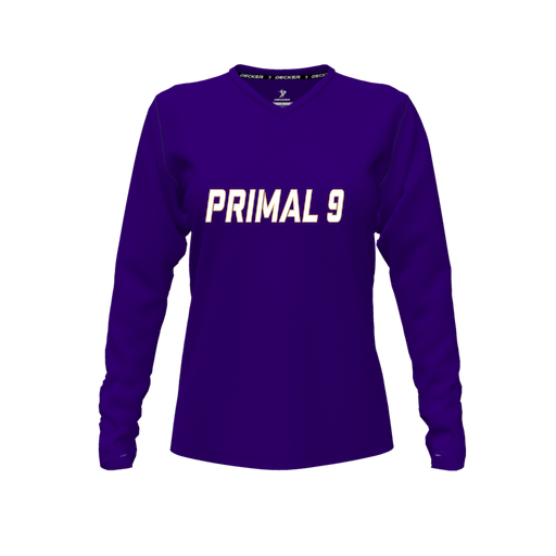 [CUS-DFW-TEES-CMF-VNK-LSL-PUR-FYXS-LOGO3] Decker Comfort T-Shirt (Female Youth XS, Purple, V Neck, Logo 3, Long Sleeve)