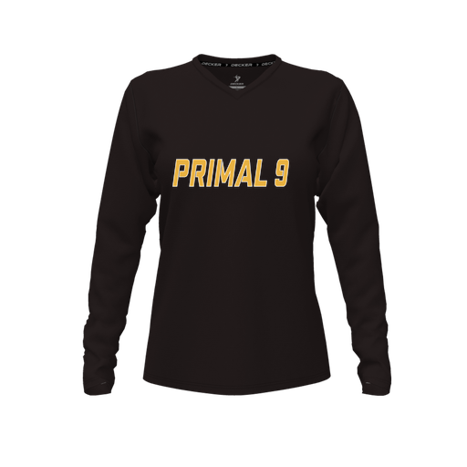[CUS-DFW-TEES-PER-VNK-LSL-BLK-FYXS-LOGO1] Performance T-Shirt (Female Youth XS, Black, V Neck, Logo 1, Long Sleeve)